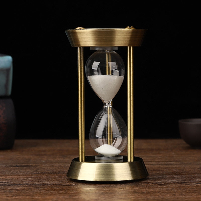 Retro Metal Craft Hourglass Sand Timer | 3/5/10 Minute Desktop Ornament for Home and Office Decoration