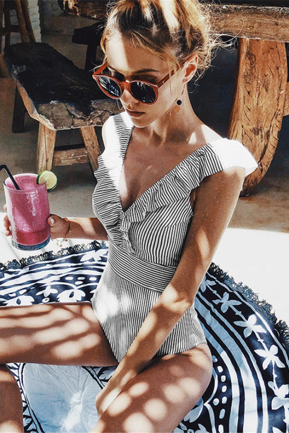 Retro Striped Swimsuit - Keera
