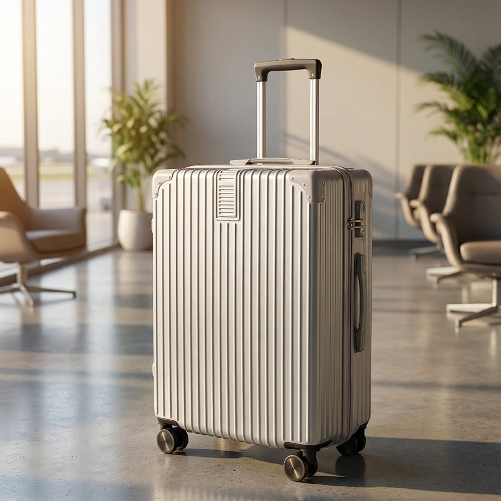 Retro Suitcase with Corner Protectors and Smooth-Rolling Wheels