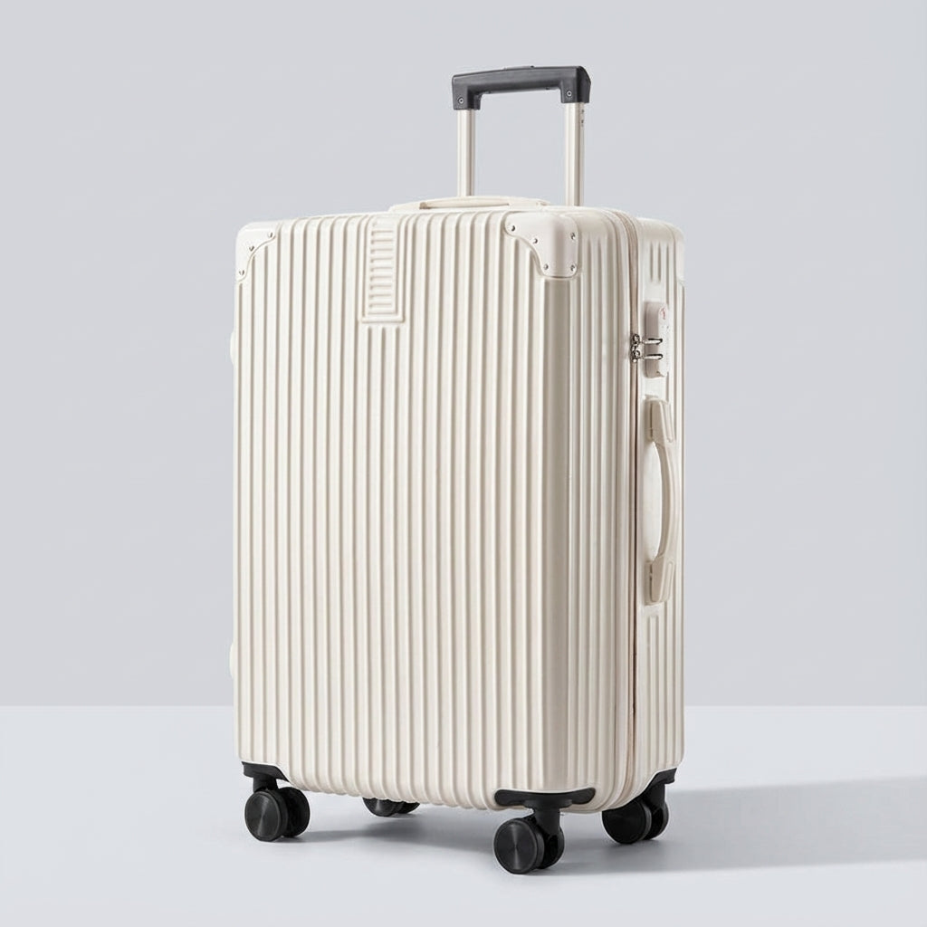 Retro Suitcase with Corner Protectors and Smooth-Rolling Wheels