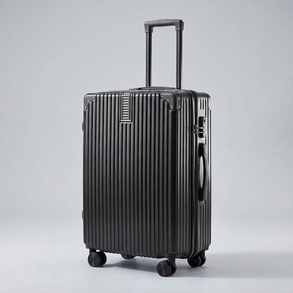 Retro Suitcase with Corner Protectors and Smooth-Rolling Wheels