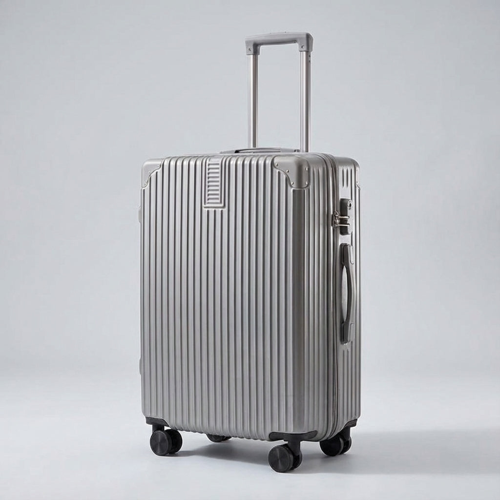 Retro Suitcase with Corner Protectors and Smooth-Rolling Wheels