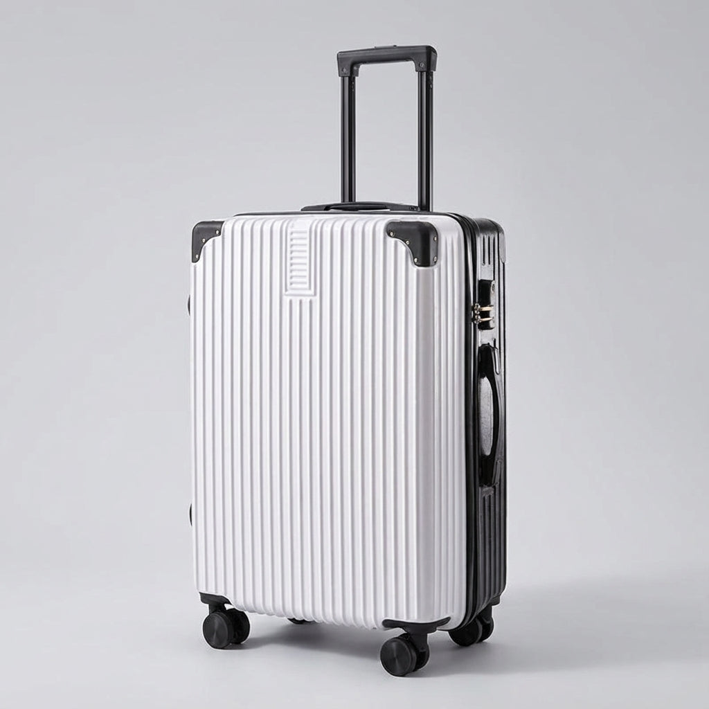 Retro Suitcase with Corner Protectors and Smooth-Rolling Wheels