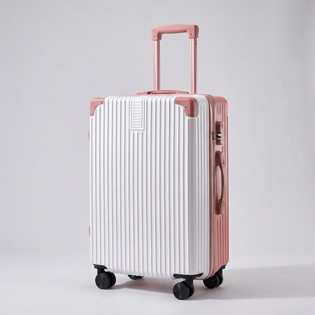 Retro Suitcase with Corner Protectors and Smooth-Rolling Wheels