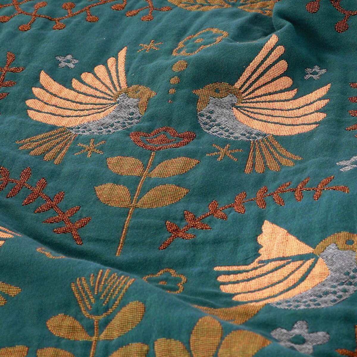 Reversible Scandinavian Bird All-Season Throw Blanket