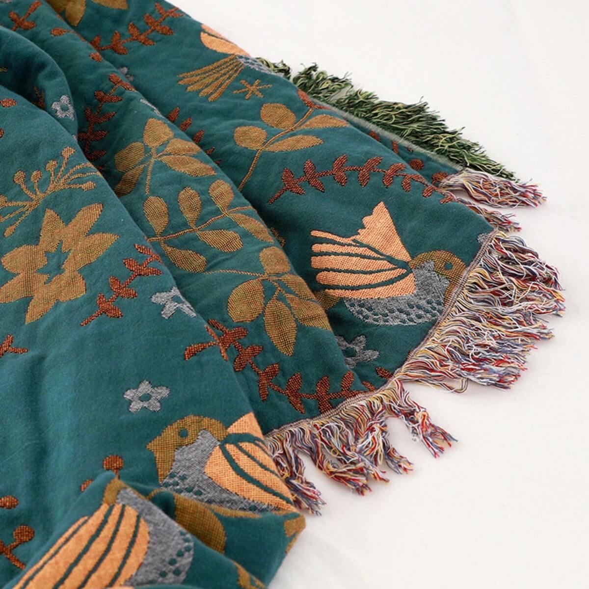 Reversible Scandinavian Bird All-Season Throw Blanket