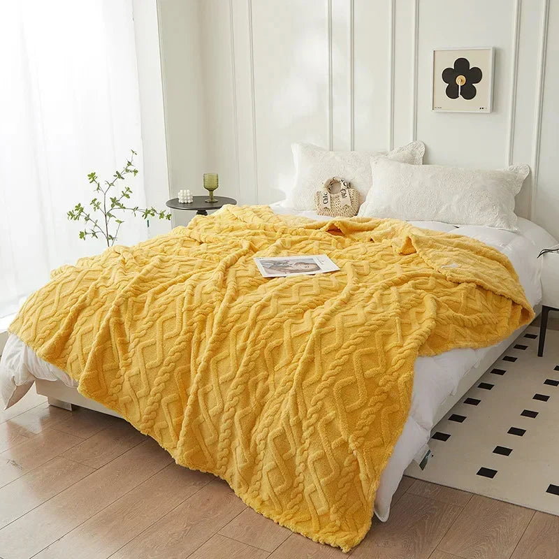 Reversible Thick Lambswool Blanket