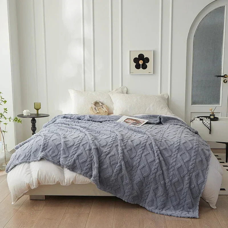 Reversible Thick Lambswool Blanket