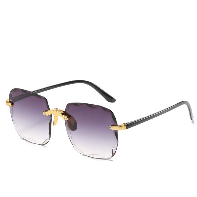 Rimless Vintage-Style Sunglasses with UV400 Protection