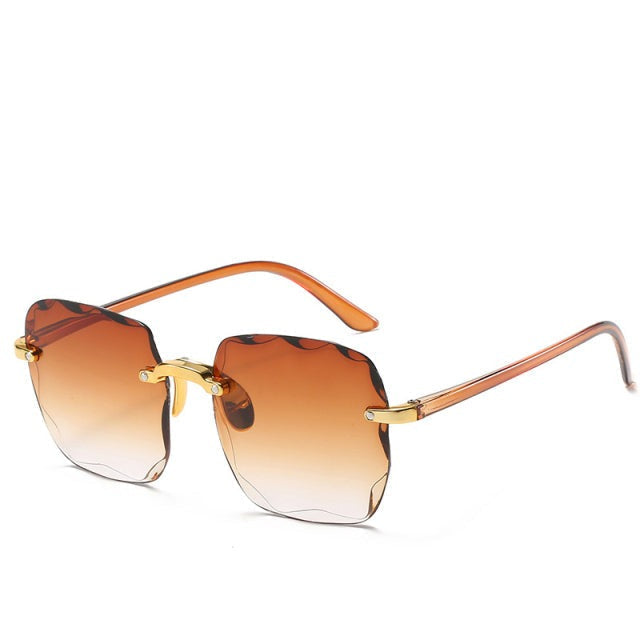 Rimless Vintage-Style Sunglasses with UV400 Protection