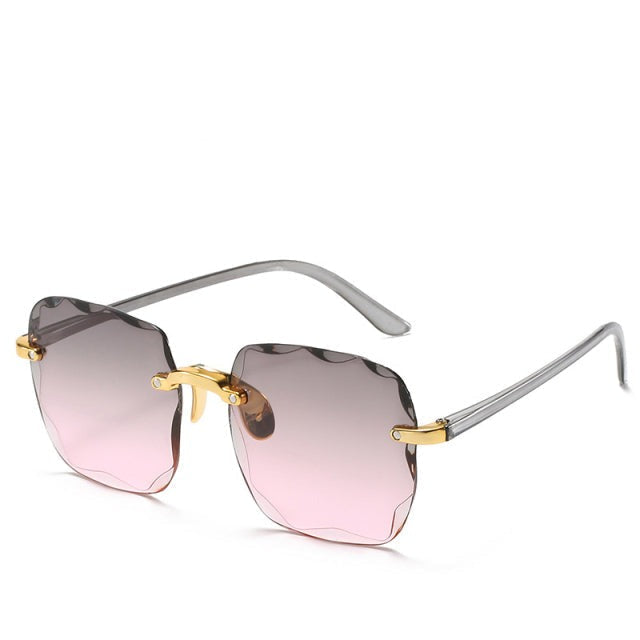 Rimless Vintage-Style Sunglasses with UV400 Protection