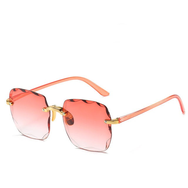 Rimless Vintage-Style Sunglasses with UV400 Protection