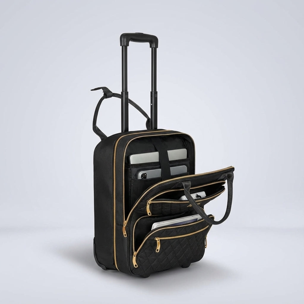 Rolling Trolley with Laptop Compartment for Flights and Travel