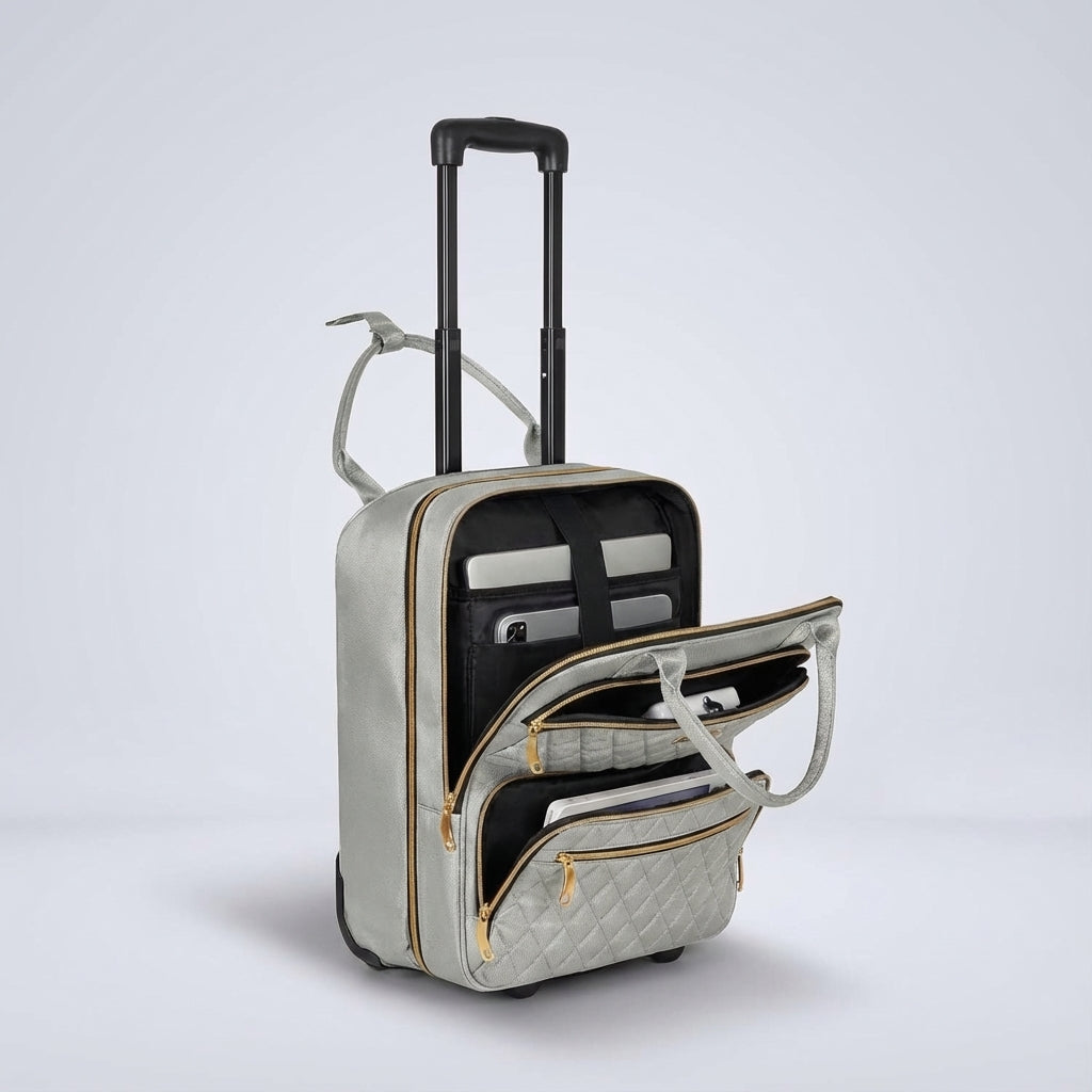 Rolling Trolley with Laptop Compartment for Flights and Travel