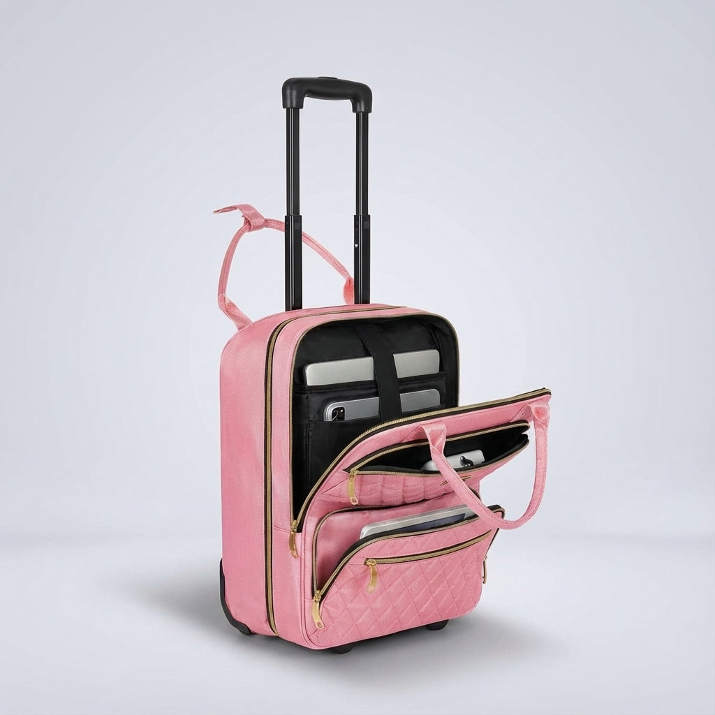 Rolling Trolley with Laptop Compartment for Flights and Travel