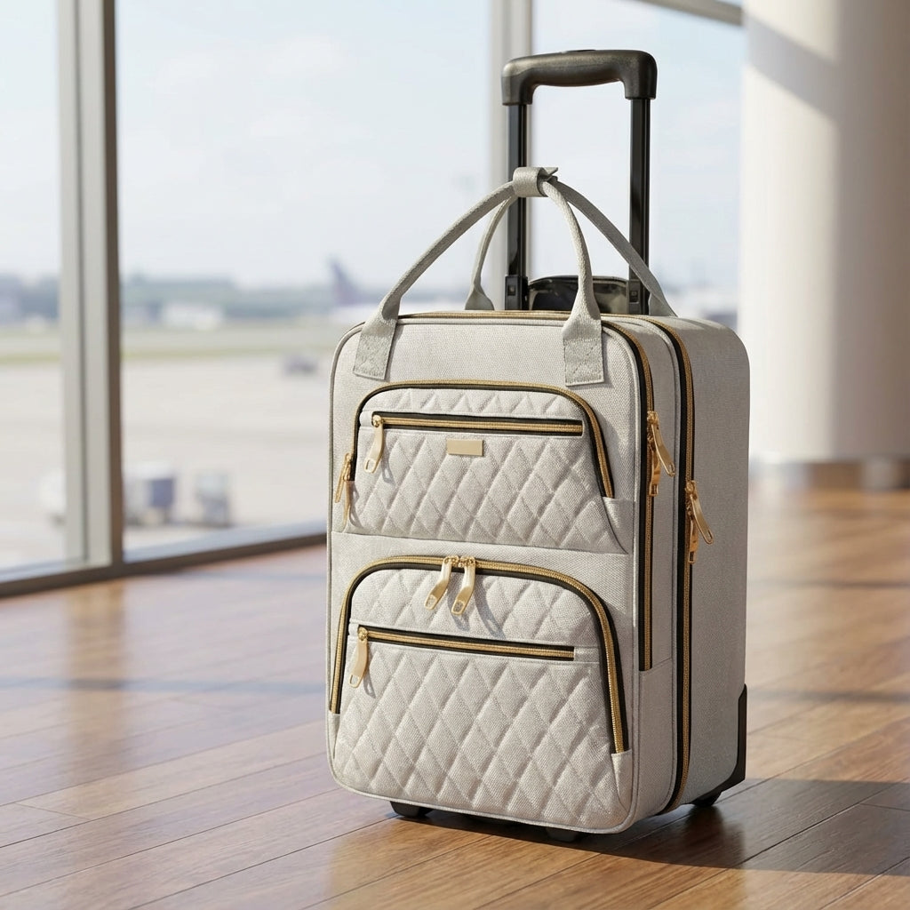 Rolling Trolley with Laptop Compartment for Flights and Travel