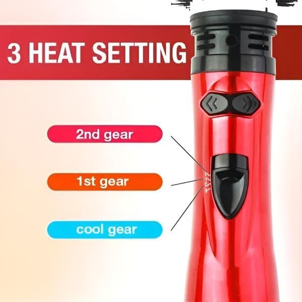 Rotating Hair Dryer Brush with Interchangeable Brushes for Volume & Curls