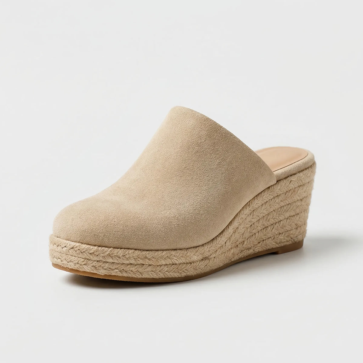 Round Toe Slip-On Wedge Mules