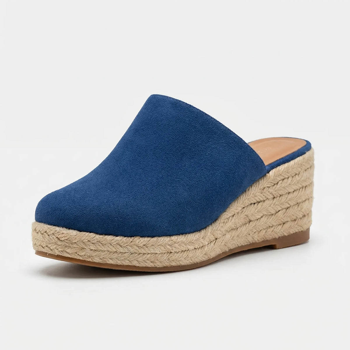 Round Toe Slip-On Wedge Mules