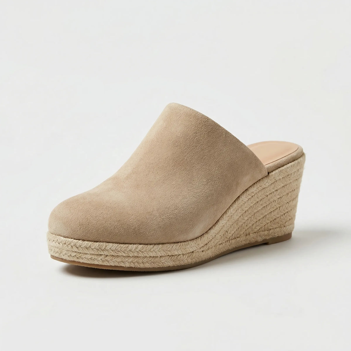 Round Toe Slip-On Wedge Mules
