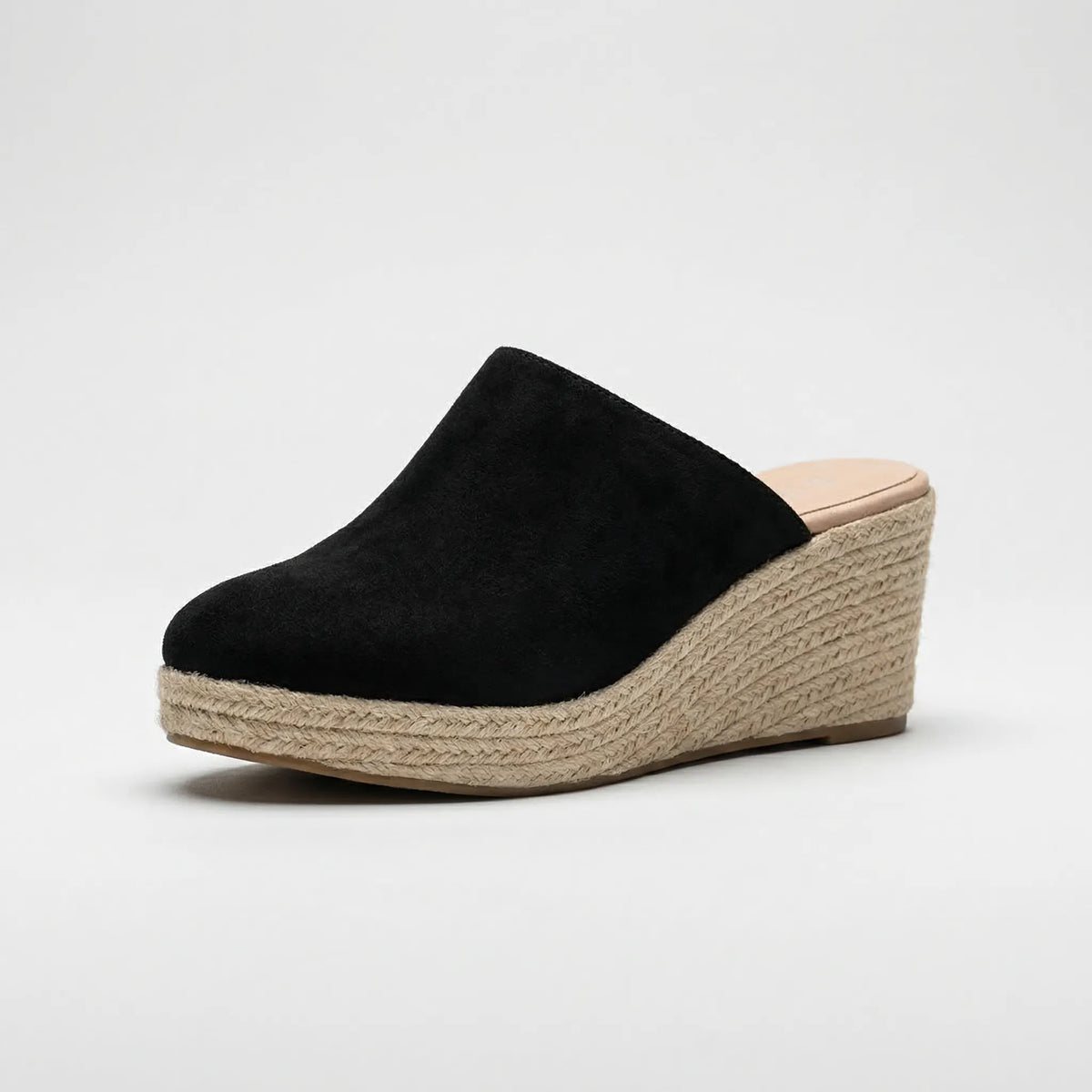 Round Toe Slip-On Wedge Mules
