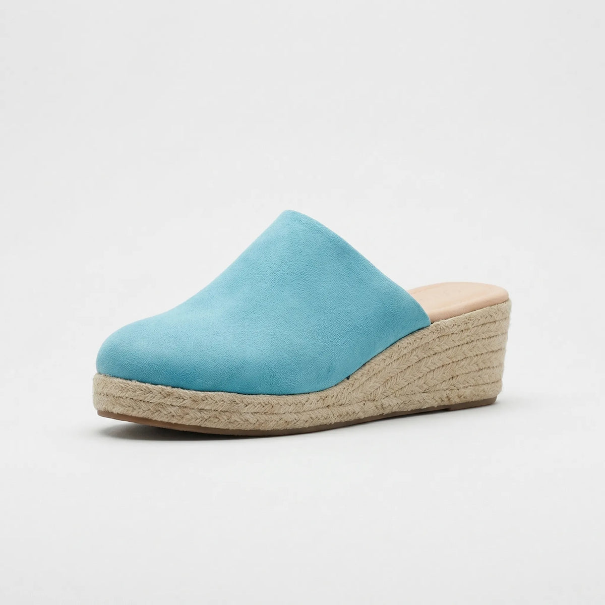 Round Toe Slip-On Wedge Mules