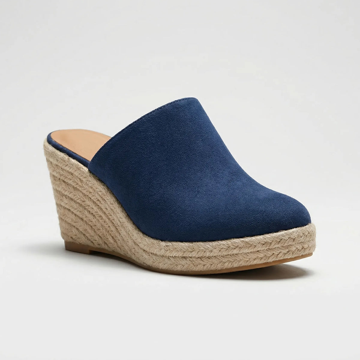 Round Toe Slip-On Wedge Mules