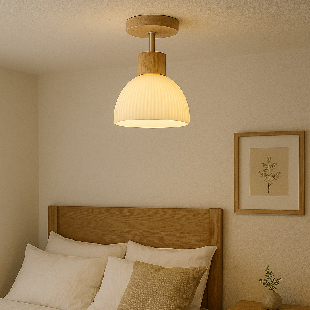 Scandinavian Design Wooden LED Ceiling Light – Warm White Light – Ø46 cm