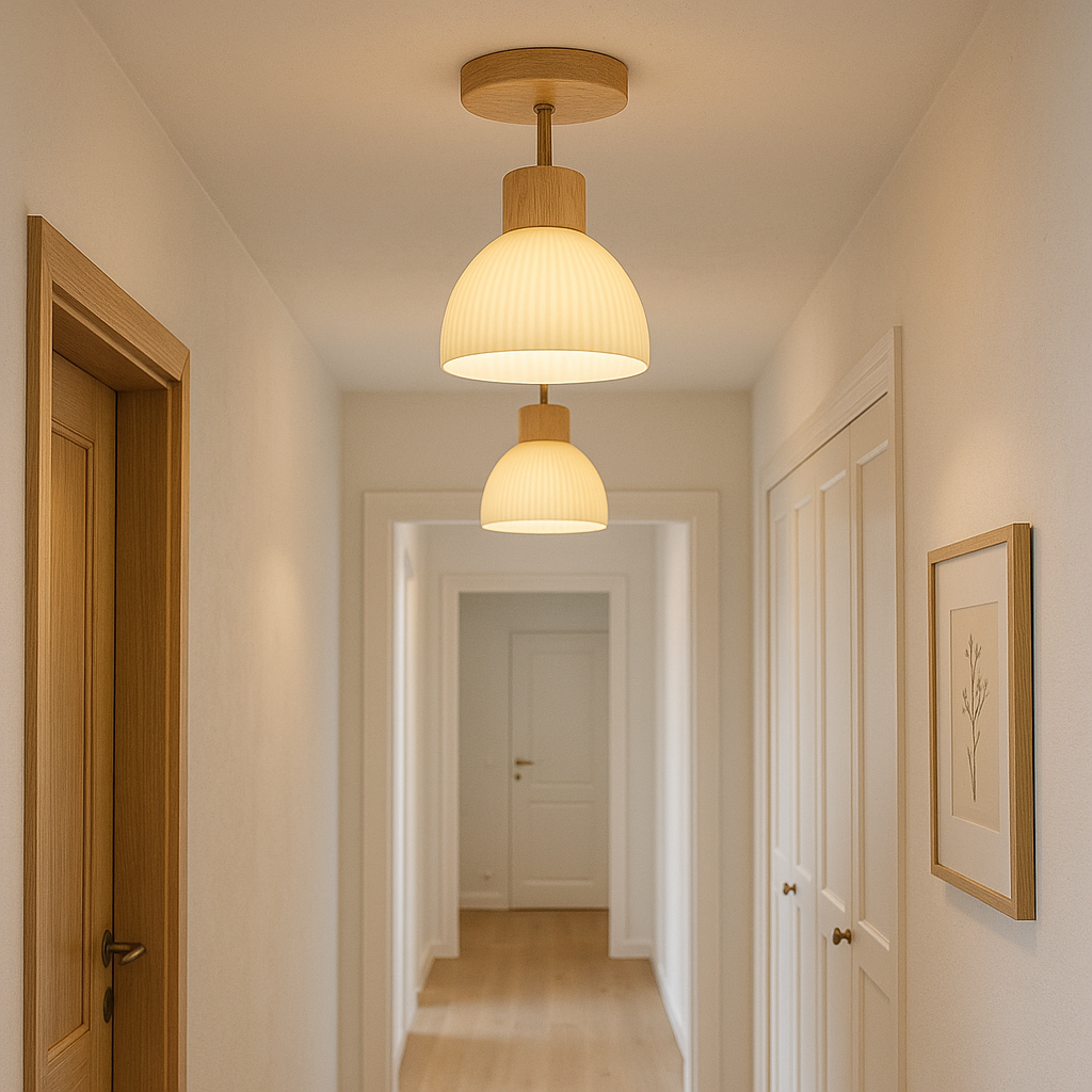 Scandinavian Design Wooden LED Ceiling Light – Warm White Light – Ø46 cm