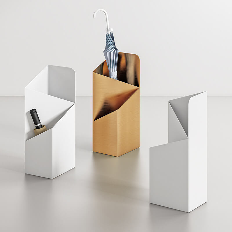 Scandinavian Minimalist Metal Umbrella Stand with Drip Tray