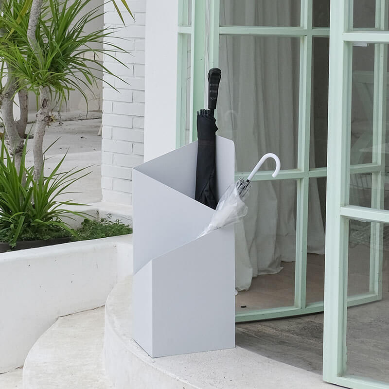 Scandinavian Minimalist Metal Umbrella Stand with Drip Tray