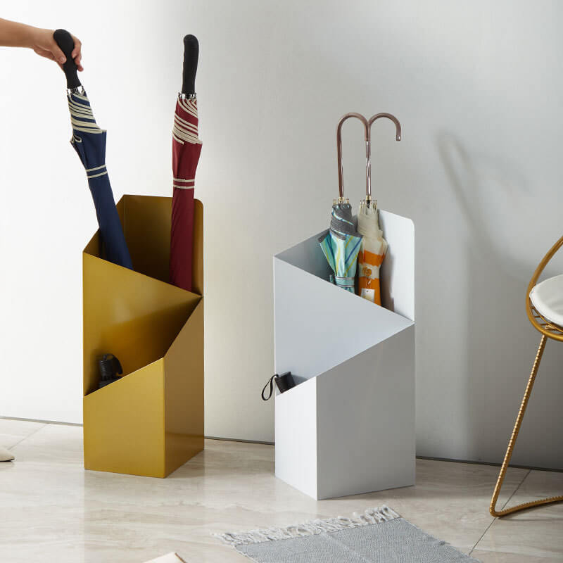 Scandinavian Minimalist Metal Umbrella Stand with Drip Tray