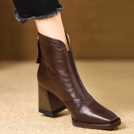 Sculpted Mid-Heel Ankle Boots