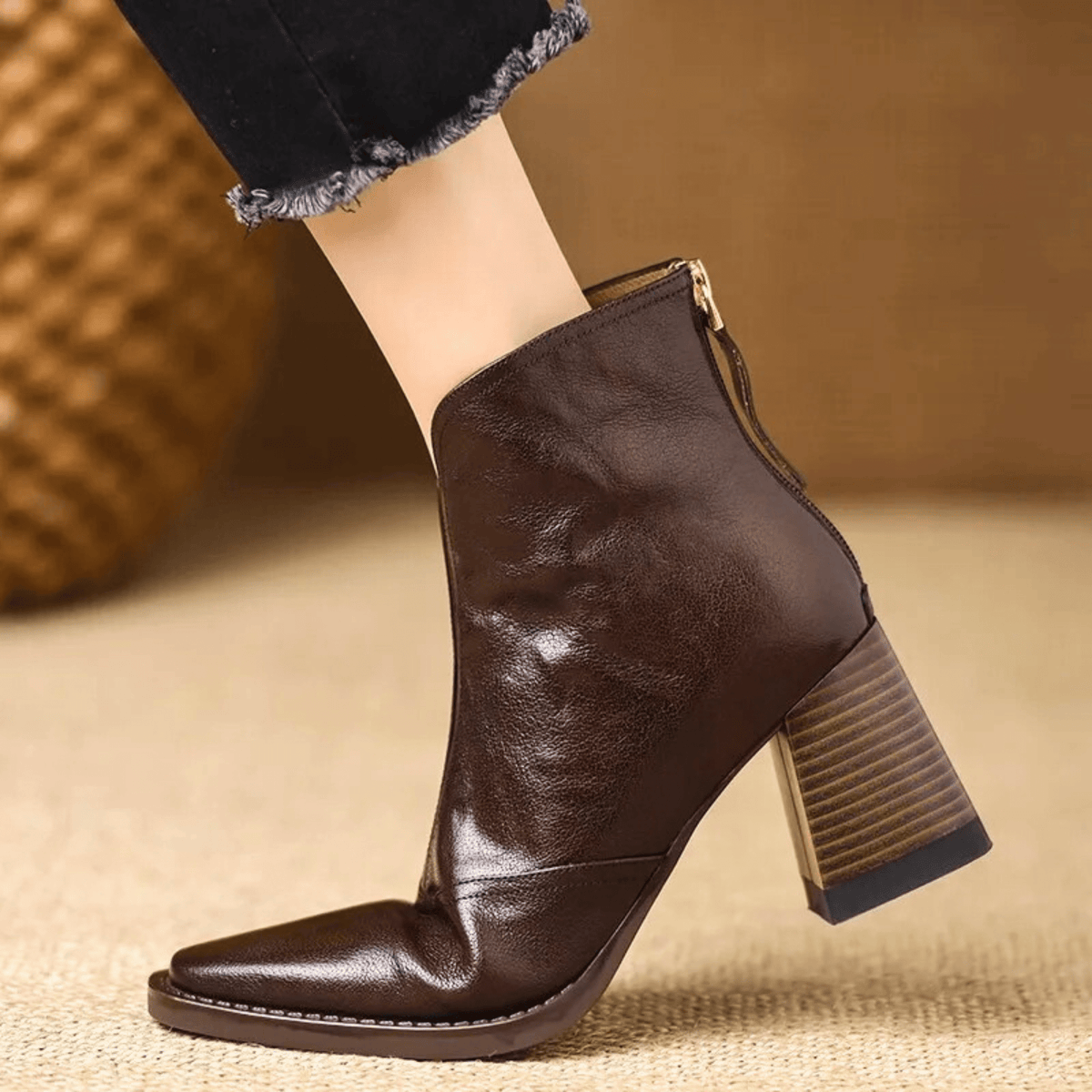 Sculpted Mid-Heel Ankle Boots