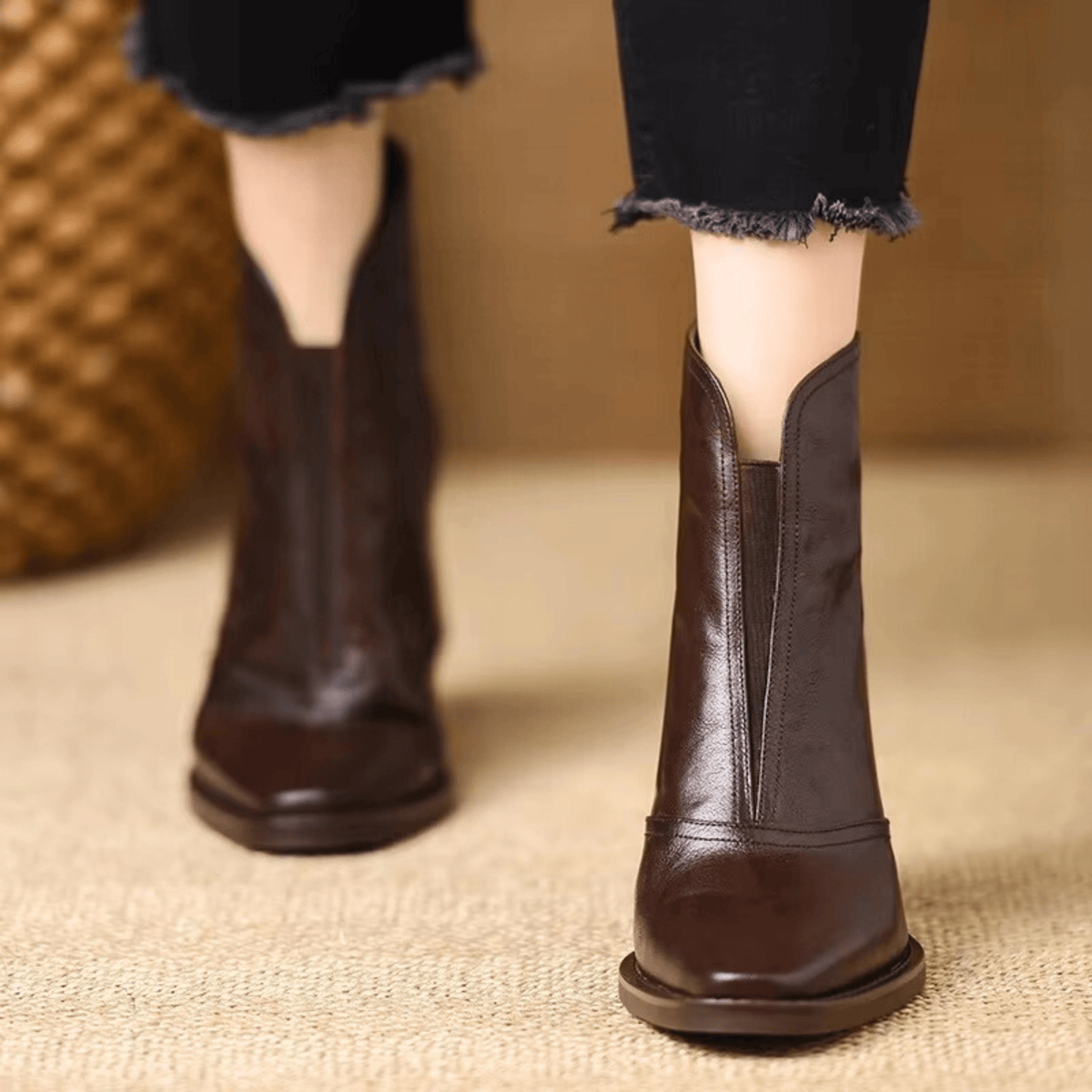 Sculpted Mid-Heel Ankle Boots
