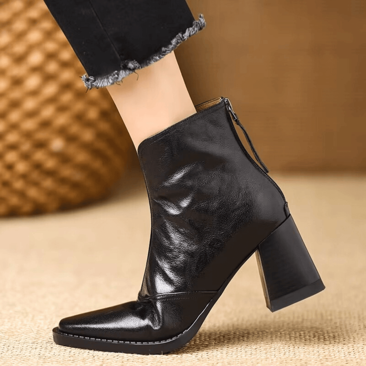 Sculpted Mid-Heel Ankle Boots
