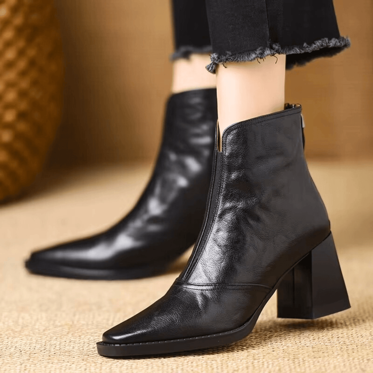 Sculpted Mid-Heel Ankle Boots