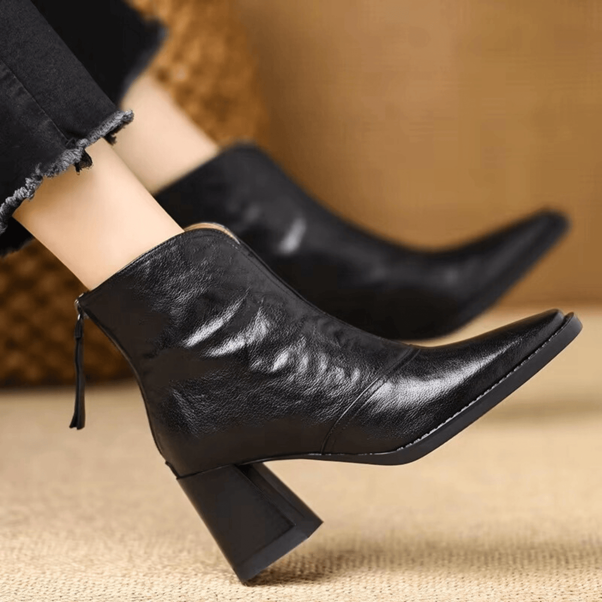Sculpted Mid-Heel Ankle Boots