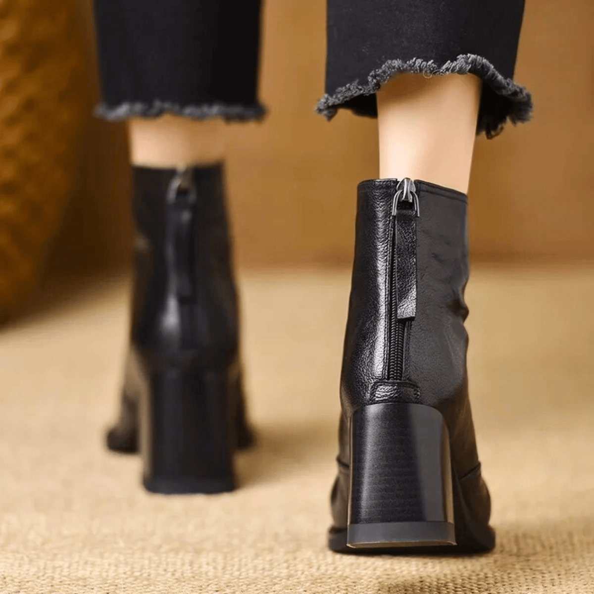 Sculpted Mid-Heel Ankle Boots