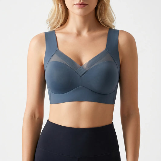 Seamless Push-Up Bra with Mesh Panel