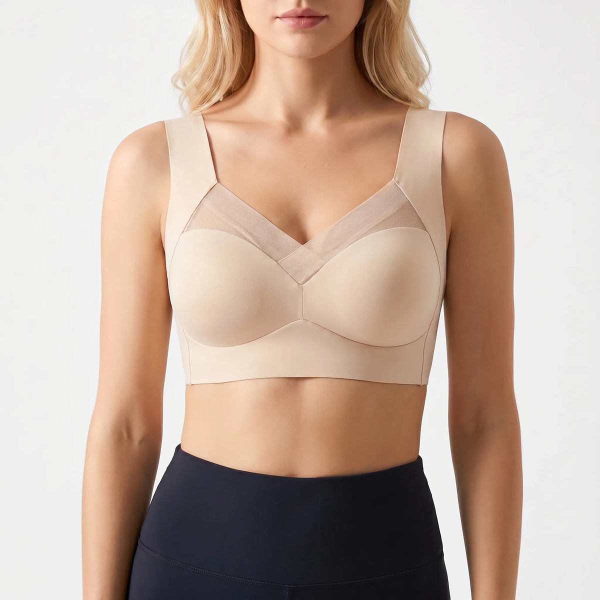 Seamless Push-Up Bra with Mesh Panel
