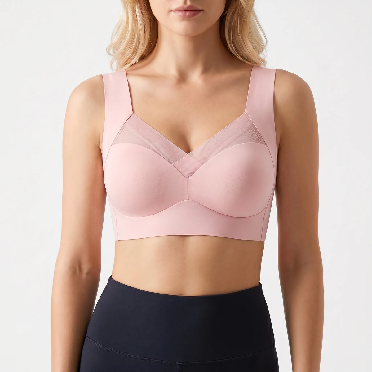 Seamless Push-Up Bra with Mesh Panel