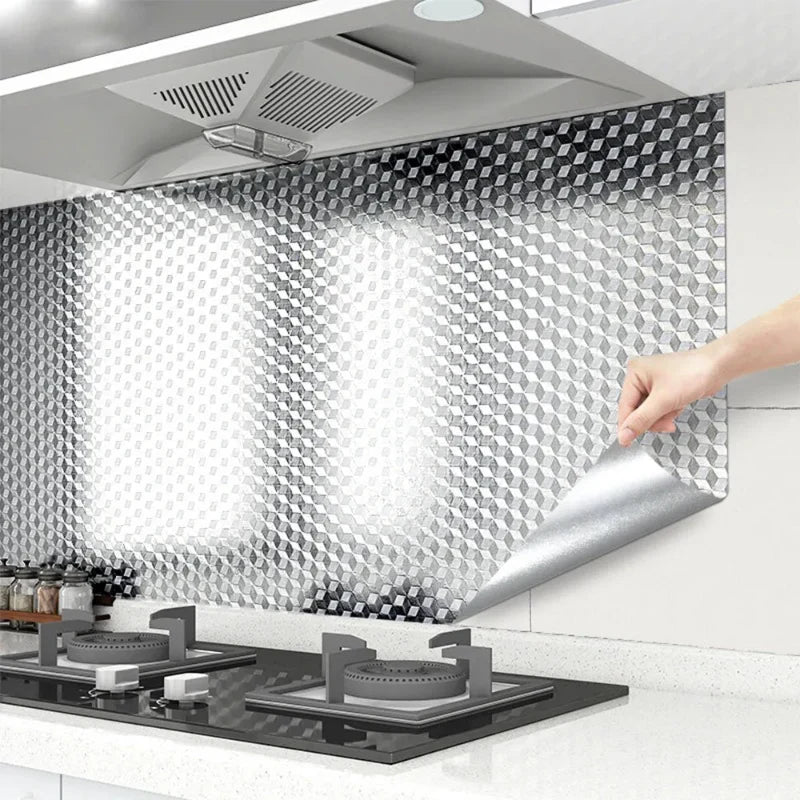 Self-Adhesive Waterproof and Oil-Proof Aluminum Kitchen Wallpaper