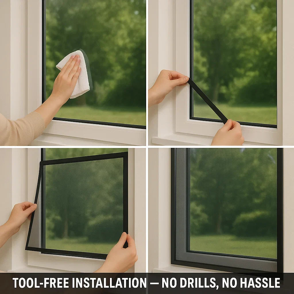 Self-Adhesive Window Mosquito Net - No-See-Um Mesh Insect Screen for Home Protection & Bug Prevention