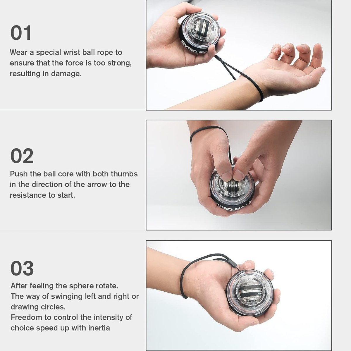 Self-Starting Gyroscopic Forearm Trainer and Hand Exerciser for Grip Strength and Wrist Training