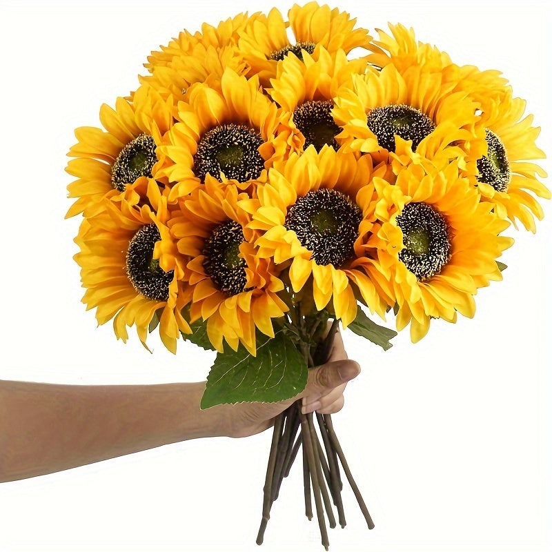 Set of 11 Vibrant Sunflowers for Autumn, Weddings, and Garden Decoration