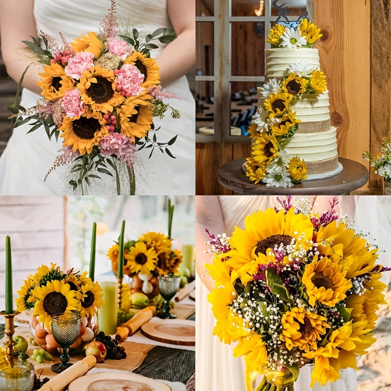 Set of 11 Vibrant Sunflowers for Autumn, Weddings, and Garden Decoration