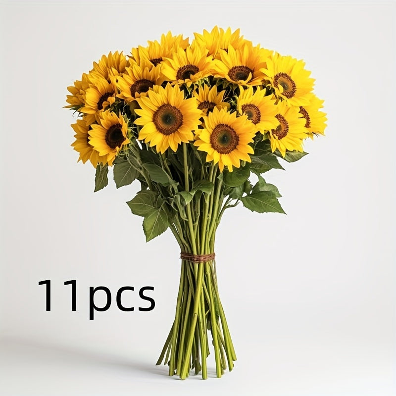 Set of 11 Vibrant Sunflowers for Autumn, Weddings, and Garden Decoration