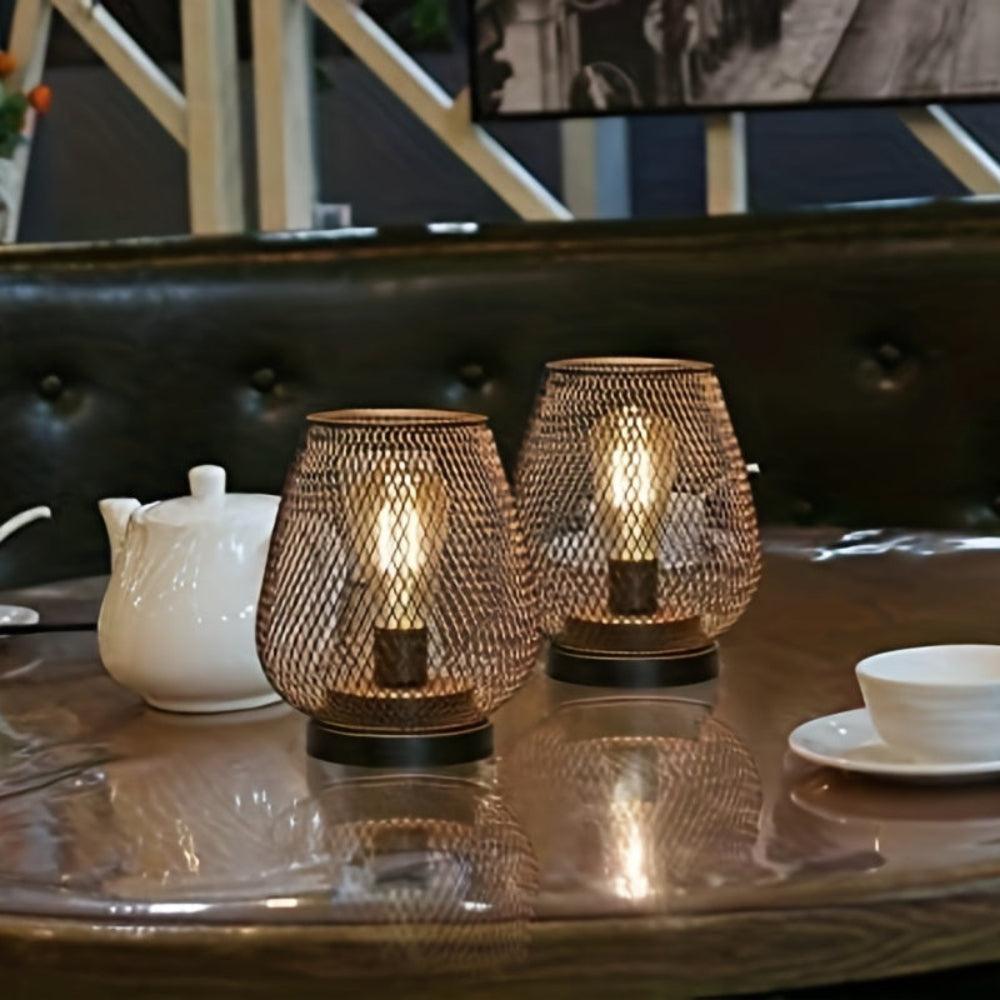 Set of 2 Wireless LED Table Lamps with Mesh Shade and Warm Light
