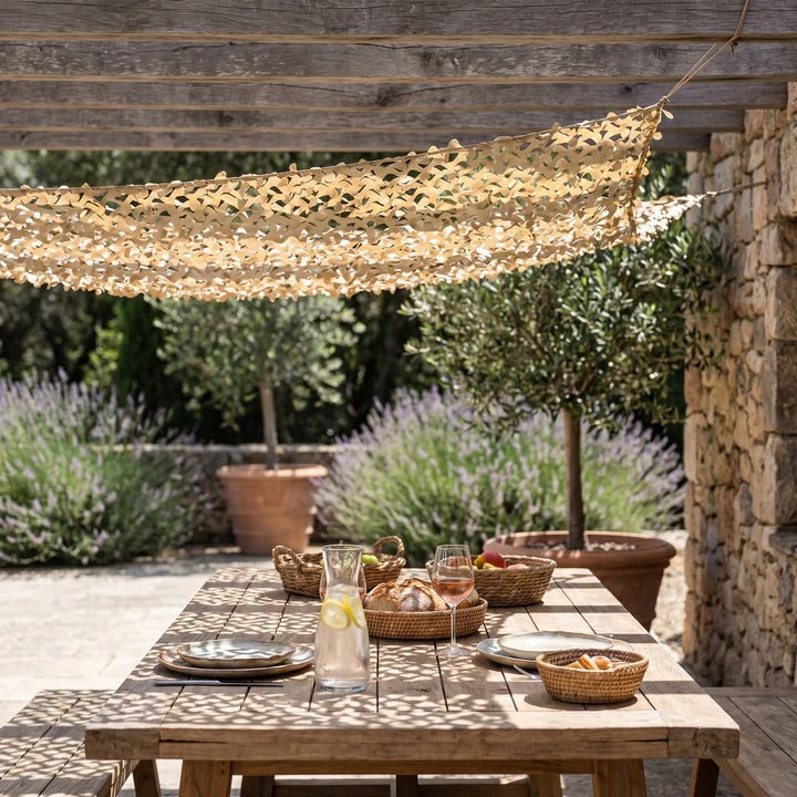 Shade Net for Patio & Pergola — 6 Colors, Breathable Airflow, Hangs in 1 Hour